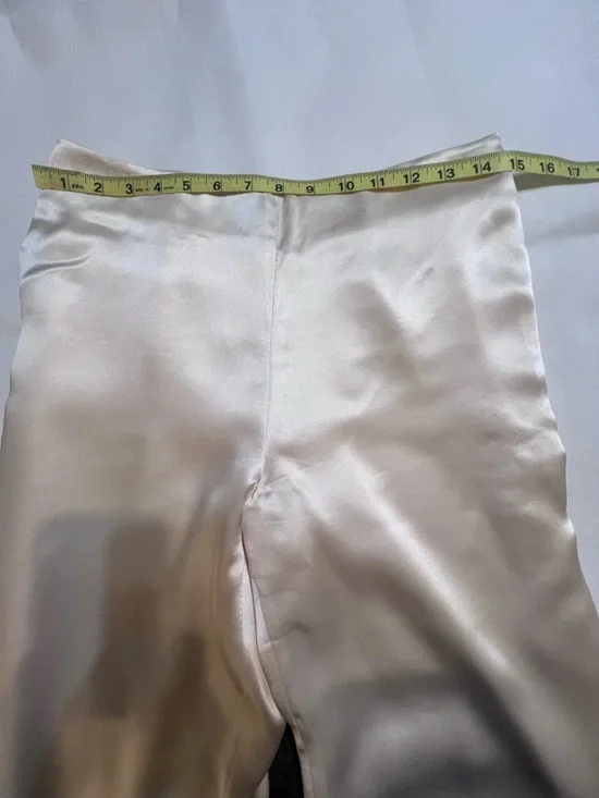 Lauren Ralph Lauren 100% Silk Ivory Satin Wide Leg Dress Pants Petite - Picture 11 of 15